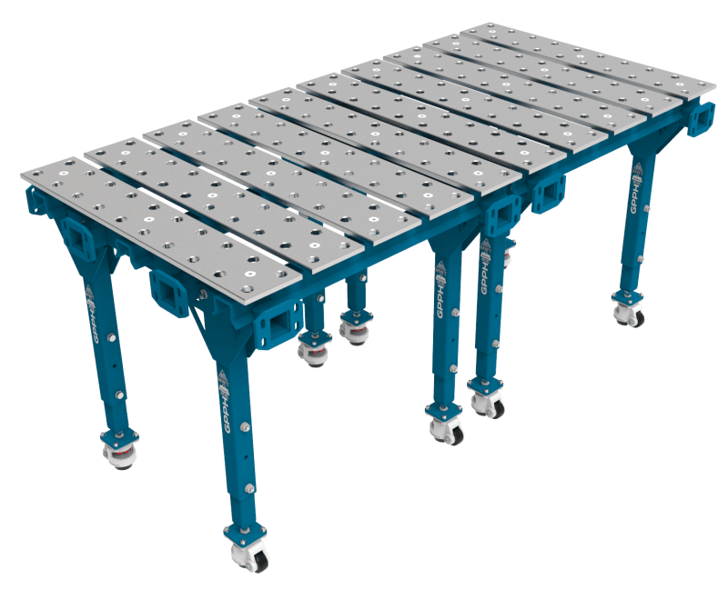 Modularer Doppelschweißtisch 2000×1000 mm System Φ28 Raster 100x100mm