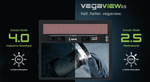 OPTREL Schweißerschutzhelm Vegaview2.5 schwarz 90 x 110 mm DIN 8-12 Karton