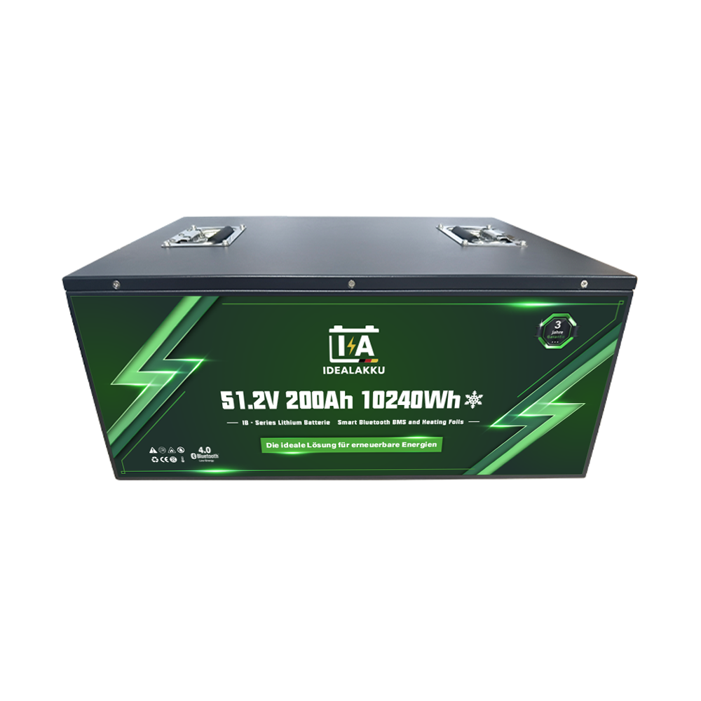 Idealakku IB-48-200H LiFePO4 Batterie 51.2 V 200 Ah mit Bluetooth & Smart BMS mit Heizung