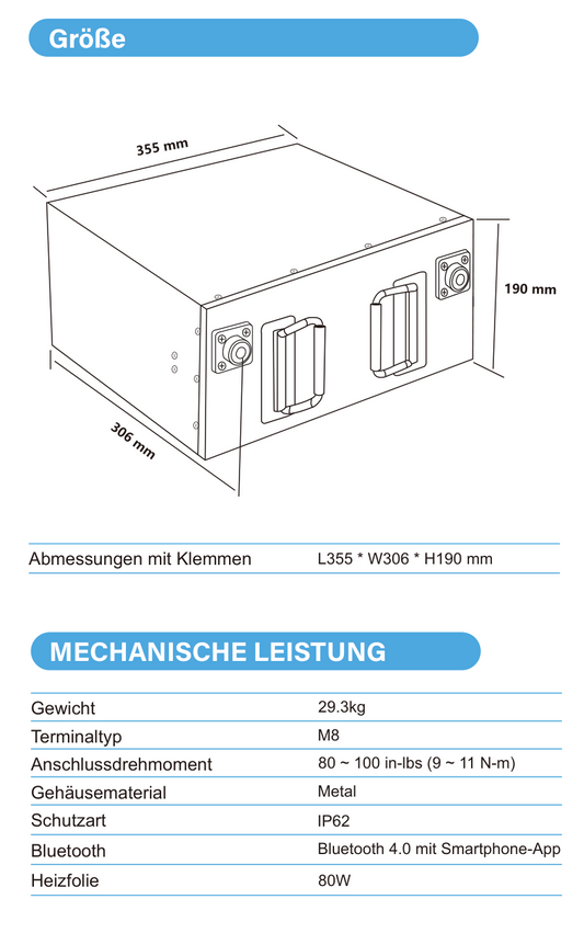 ULTIMATRON ULM-12-310H LiFePO4 Untersitz-Batterie 12,8 V 310 Ah mit Bluetooth & Smart BMS mit Heizung