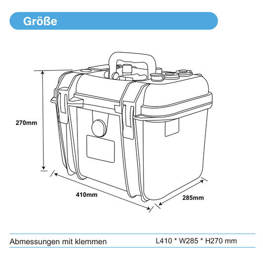 ULTIMATRON ULP-12-150 wasserdichte tragbare LiFePO4 Batterie 12,8 V 150 Ah mit Bluetooth, Smart BMS & LCD-Display