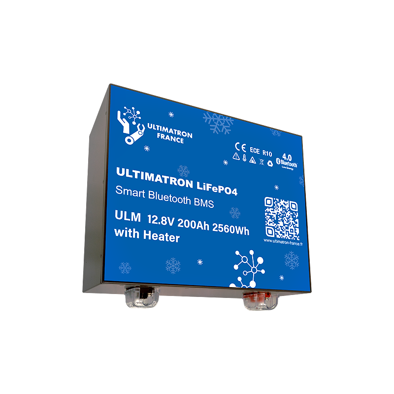 ULTIMATRON ULM-12-200H LiFePO4 Untersitz-Batterie 12,8 V 200 Ah mit Bluetooth & Smart BMS mit Heizung