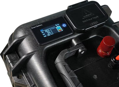 ULTIMATRON ULP-12-100 wasserdichte tragbare LiFePO4 Batterie 12,8 V 100 Ah mit Bluetooth, Smart BMS & LCD-Display