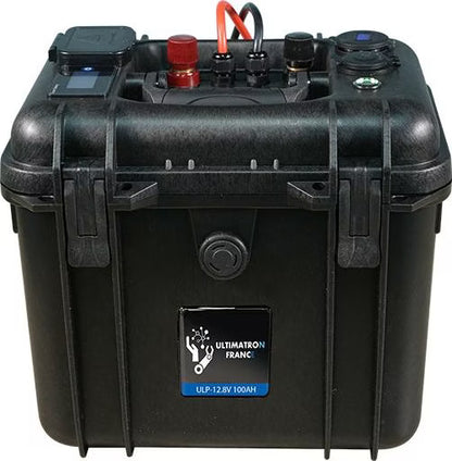 ULTIMATRON ULP-12-100 wasserdichte tragbare LiFePO4 Batterie 12,8 V 100 Ah mit Bluetooth, Smart BMS & LCD-Display