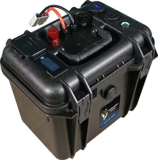 ULTIMATRON ULP-24-50 wasserdichte tragbare LiFePO4 Batterie 25,6 V 50 Ah mit Bluetooth, Smart BMS & LCD-Display