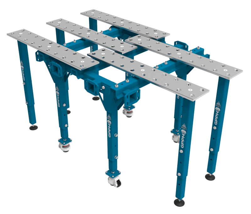 Modularer Schweißtisch, einzeln, ausziehbar, 1770×1000 mm System Φ28 Raster 100x100mm