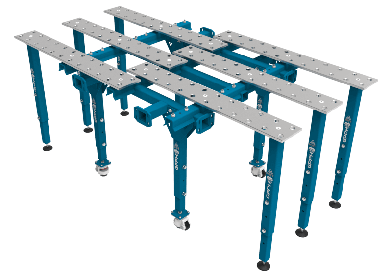 Modularer Schweißtisch, einzeln, ausziehbar, 2170×1200 mm System Φ28 Raster 100x100mm