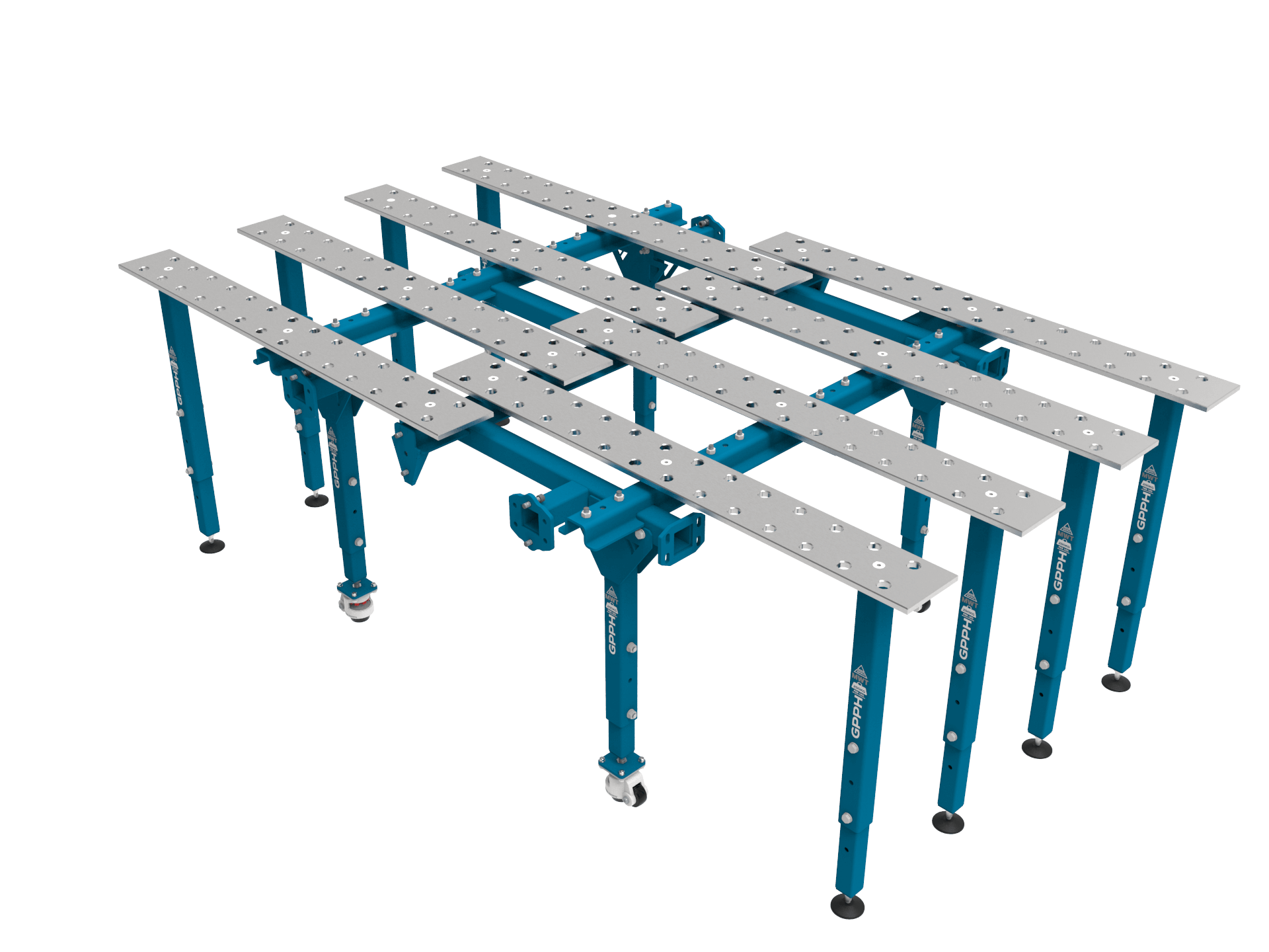 Modularer Schweißtisch, einzeln, ausziehbar, 2670×1600 mm System Φ28 Raster 100x100mm