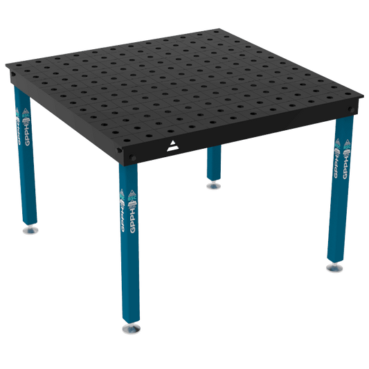 Schweißtisch BASIC 12 mm – 1200 x 1200 mm System Φ28 Raster 100x100mm Beine Mit festen Füßen