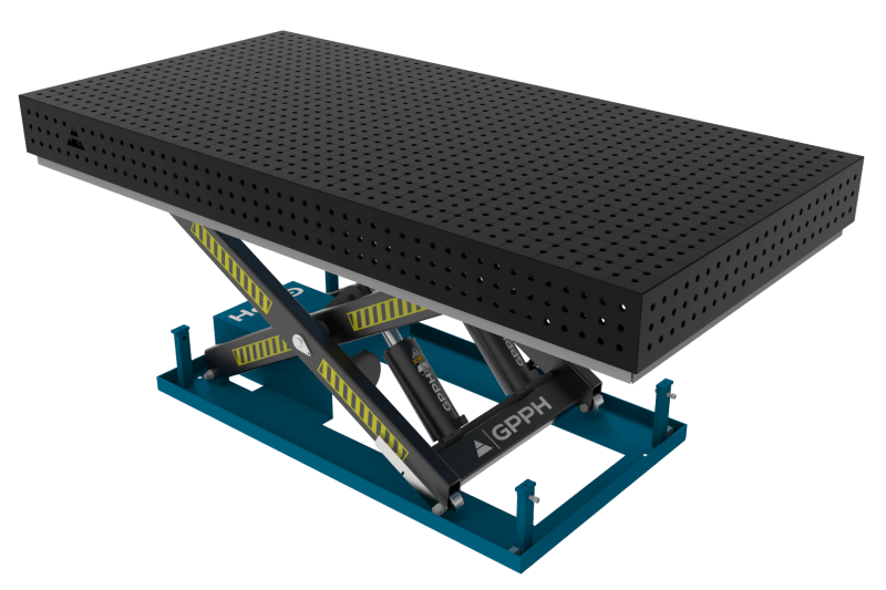 Schweißtisch PRO 2400×1200 mm mit hydraulischem Hebesystem