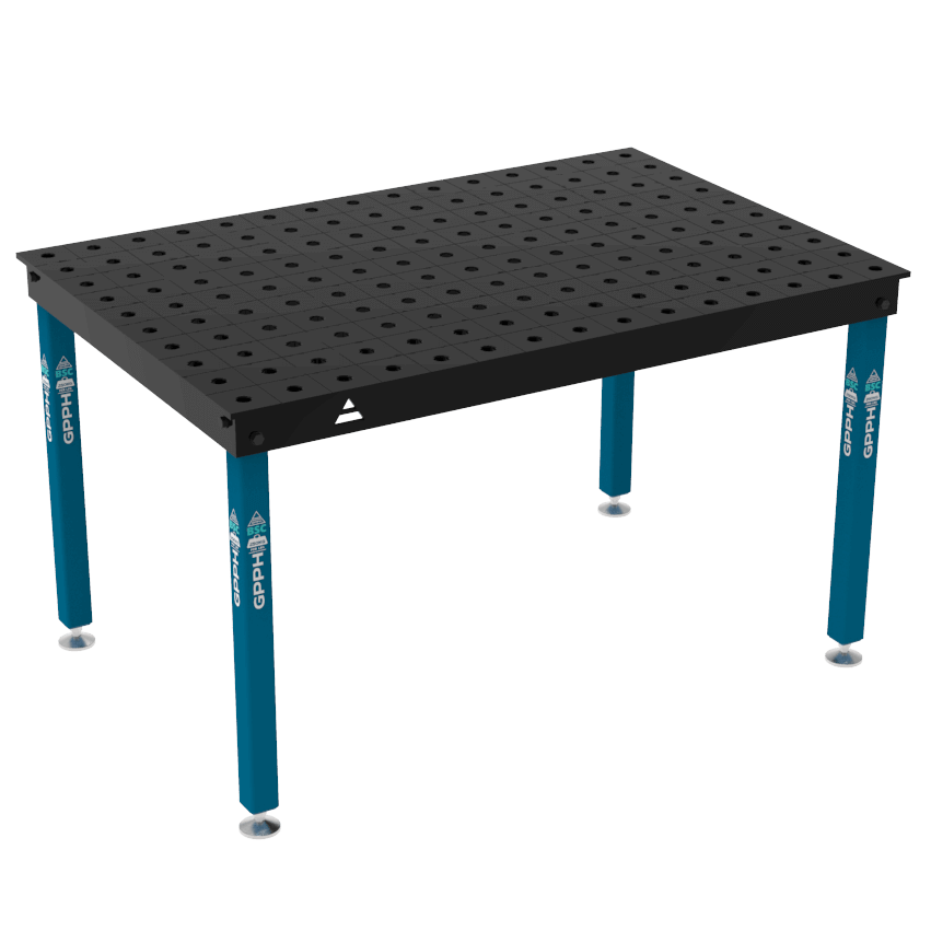 Schweißtisch BASIC 12 mm – 1500 x 1000 mm System Φ28 Raster 100x100mm Beine Mit festen Füßen