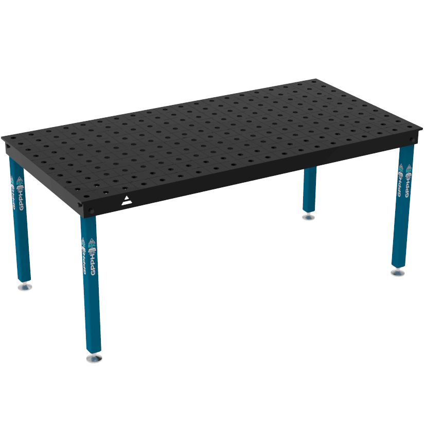 Schweißtisch BASIC 12 mm – 2000 x 1000 mm System Φ28 Raster 100x100mm Beine Mit festen Füßen