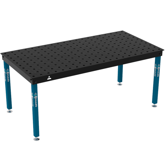 Schweißtisch BASIC 12 mm – 2000 x 1000 mm System Φ28 Raster 100x100mm Beine Mit festen Füßen