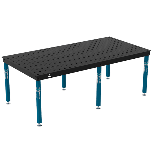 Schweißtisch BASIC 12 mm – 2400 x 1200 mm System Φ28 Raster 100x100mm Beine Mit festen Füßen