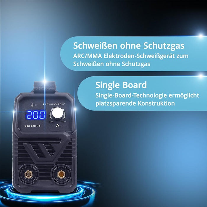 STAHLWERK ARC 200 MD Elektrodenschweißgerät 20–200 A mit Zubehör