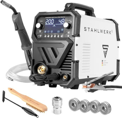 STAHLWERK Inert Gas Welder MIG MAG 200 Pulse Pro Digital Stand-alone Unit with Accessories 3 m