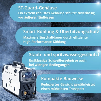 STAHLWERK Inert Gas Welder MIG MAG 200 Pulse Pro Digital Stand-alone Unit with Accessories 3 m