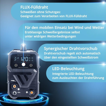 STAHLWERK Mini FLUX 120 ST Digital Fülldrahtschweißgerät 20–120 A