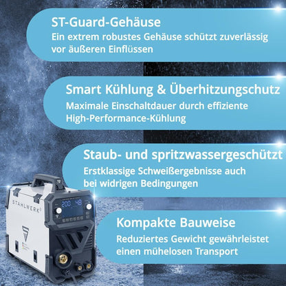 STAHLWERK MIG MAG 200 ST Digital Schweißgerät 20–200 A mit Zubehör