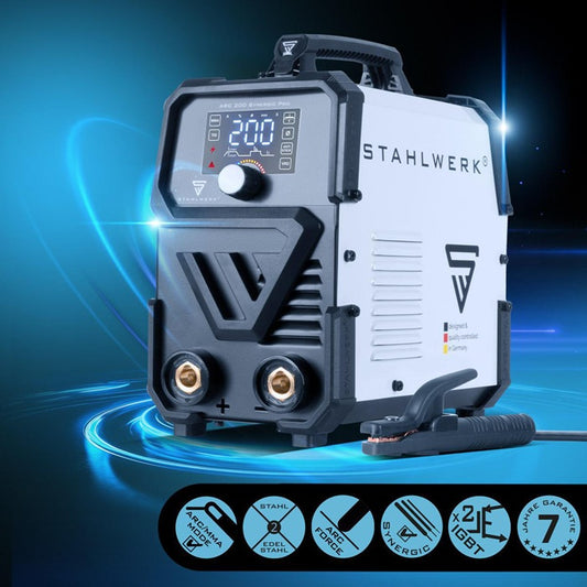 STAHLWERK ARC 200 Synergic Pro Elektrodenschweißgerät 10–200 A mit Zubehör