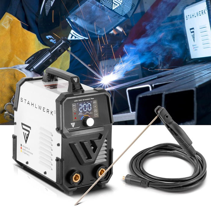 STAHLWERK ARC 200 Synergic Pro Elektrodenschweißgerät 10–200 A mit Zubehör
