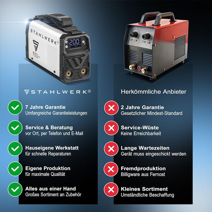 STAHLWERK ARC 200 MD Digital Elektrodenschweißgerät 10–200 A mit Zubehör