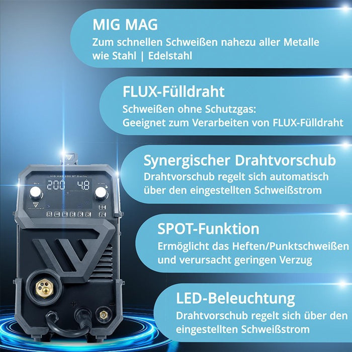 STAHLWERK MIG MAG 200 ST Digital Schweißgerät 20–200 A mit Zubehör
