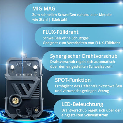 STAHLWERK MIG MAG 200 ST Digital Schweißgerät 20–200 A mit Zubehör