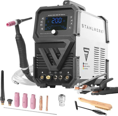STAHLWERK Inverter Welder AC/DC TIG 200 ST Digital Single Unit with Accessories