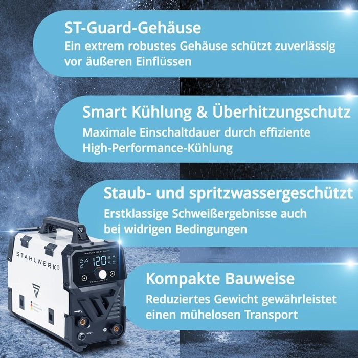 STAHLWERK Mini FLUX 120 ST Digital Fülldrahtschweißgerät 20–120 A