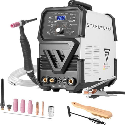 STAHLWERK Inverter Welder AC/DC TIG 200 Pulse Pro Single Unit with Accessories 5-200 A Single Unit with Accessories