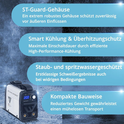 STAHLWERK ARC 200 MD Elektrodenschweißgerät 20–200 A mit Zubehör