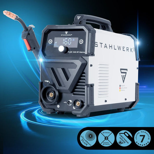 STAHLWERK FLUX 160 ST Digital Fülldrahtschweißgerät 20–160 A mit Zubehör