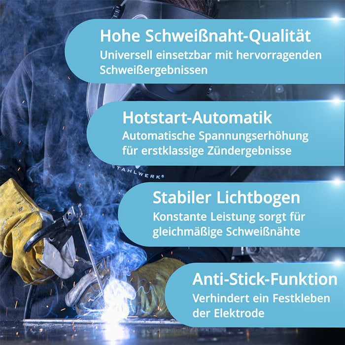 STAHLWERK ARC 200 MD Digital Elektrodenschweißgerät 10–200 A mit Zubehör