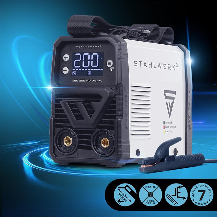 STAHLWERK ARC 200 MD Digital Elektrodenschweißgerät 10–200 A mit Zubehör