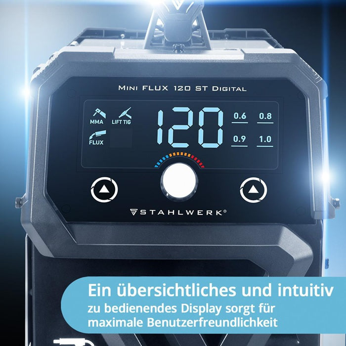 STAHLWERK Mini FLUX 120 ST Digital Fülldrahtschweißgerät 20–120 A