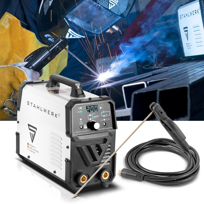STAHLWERK ARC 200 Puls Pro Elektrodenschweißgerät 10–200 A mit Zubehör