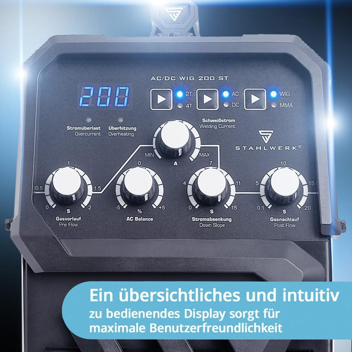 STAHLWERK AC/DC 200 ST WIG / TIG-Schweißgerät 10–200 A mit Zubehör