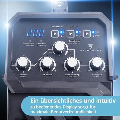 STAHLWERK AC/DC 200 ST WIG / TIG-Schweißgerät 10–200 A mit Zubehör