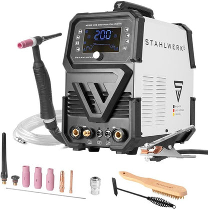 STAHLWERK Inert Gas Welder AC/DC TIG 200 Pulse Pro Touch Single Unit with Accessories