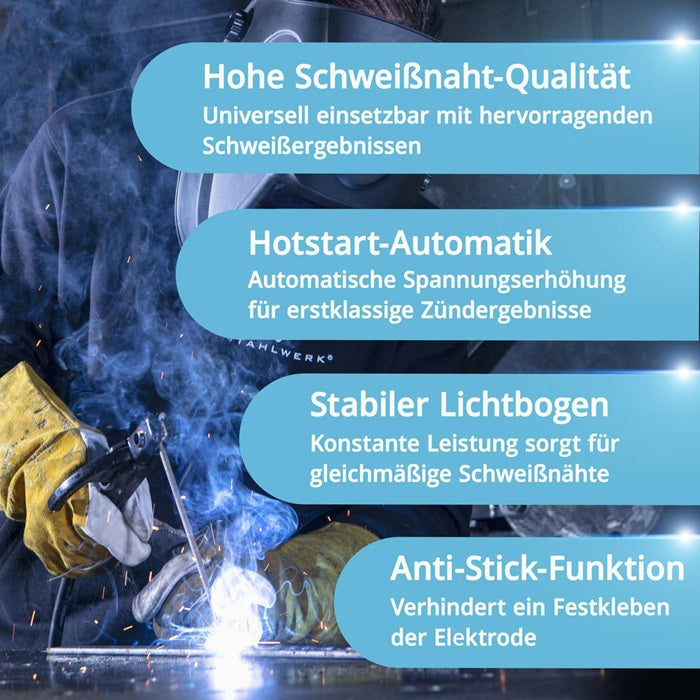 STAHLWERK ARC 200 Puls Pro Elektrodenschweißgerät 10–200 A mit Zubehör