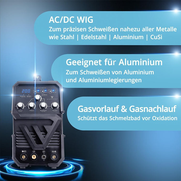 STAHLWERK AC/DC 200 ST WIG / TIG-Schweißgerät 10–200 A mit Zubehör