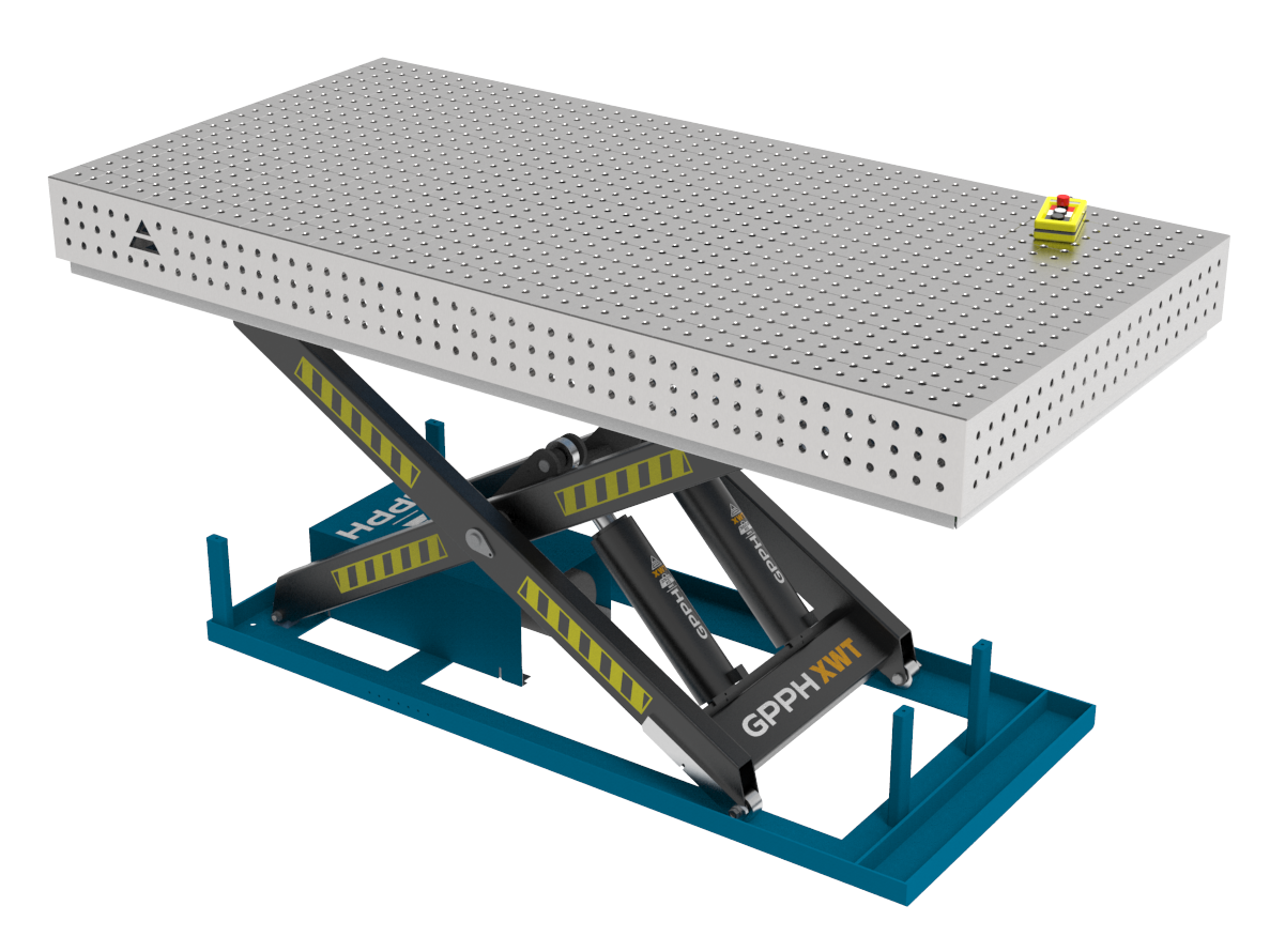 Schweißtisch PRO INOX 2400×1200 mm mit hydraulischem Hebesystem