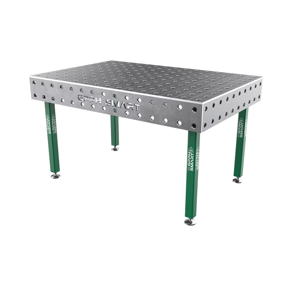 Schweißtisch SMART 12 mm – 1500x1000 mm System Φ16 Raster DIAG Beine Mit Rollen Seria SMART 12 (12mm)