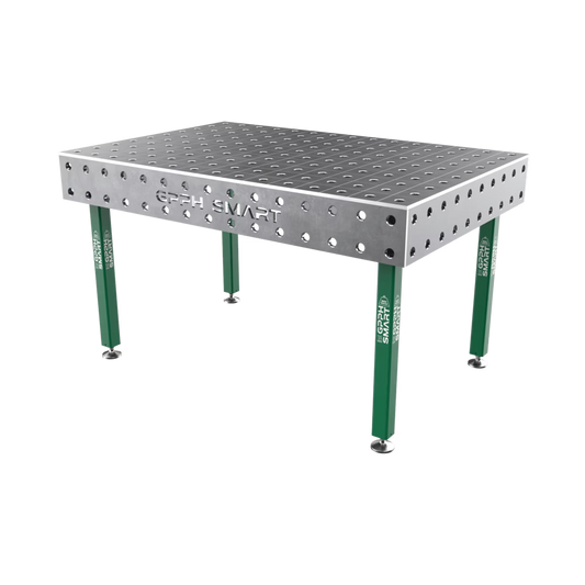 Schweißtisch SMART 12 mm – 1500x1000 mm System Φ16 Raster DIAG Beine Mit Rollen Seria SMART 12 (12mm)