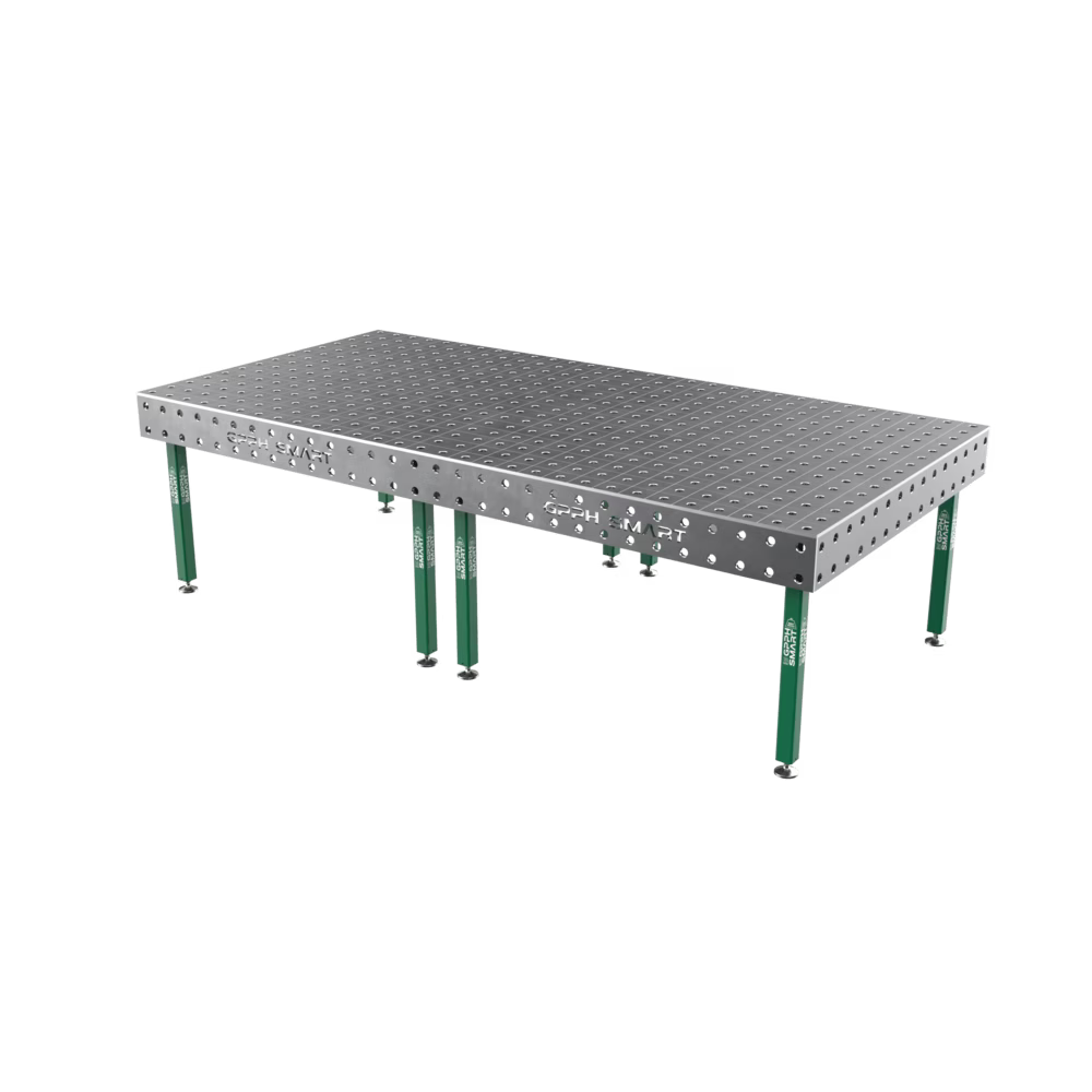 Schweißtisch SMART 12 mm – 3000x1480 mm System Φ28 Raster DIAG Beine Mit festen Füßen Seria SMART 12 (12mm) Dicke der Tischplatte 12mm