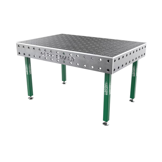 Schweißtisch SMART 15 mm – 1500x1000 mm System Φ16 Raster DIAG Beine Mit Rollen Dicke der Tischplatte 15mm