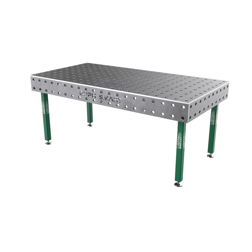Schweißtisch SMART 15 mm – 2000x1000 mm System Φ16 Raster DIAG Beine Mit Rollen Seria SMART 15 (15mm) Dicke der Tischplatte 15mm