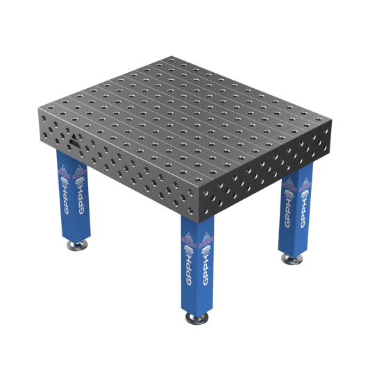 Schweißtisch EXPERT 25 mm – 1200×1000 mm System Φ28 Raster 100x100mm Beine Mit festen Füßen