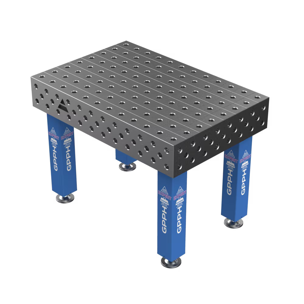 Schweißtisch EXPERT 25 mm – 1200×800 mm System Φ28 Raster 100x100mm Beine Mit festen Füßen